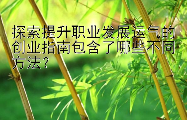 探索提升职业发展运气的创业指南包含了哪些不同方法？