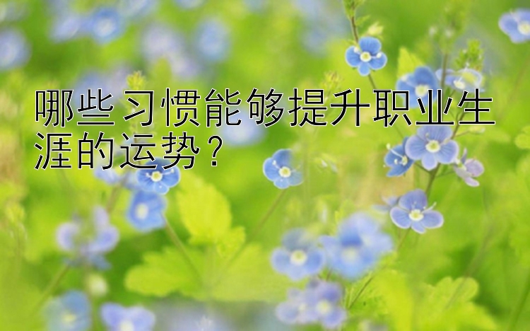 哪些习惯能够提升职业生涯的运势？