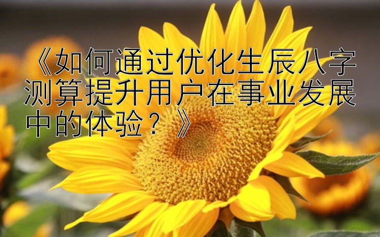 《如何通过优化生辰八字测算提升用户在事业发展中的体验？》