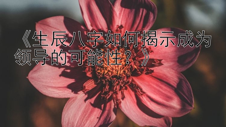 《生辰八字如何揭示成为领导的可能性？》