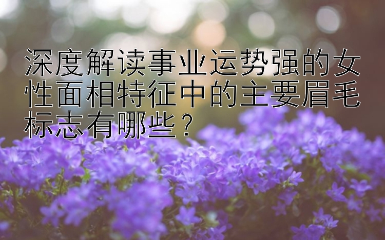 深度解读事业运势强的女性面相特征中的主要眉毛标志有哪些？