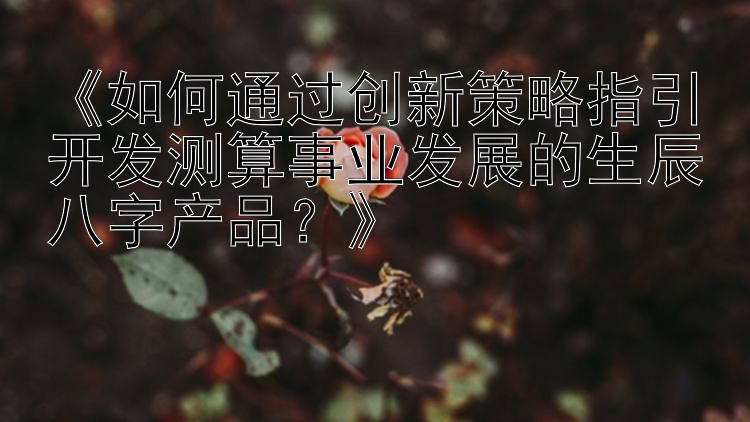 《如何通过创新策略指引开发测算事业发展的生辰八字产品？》