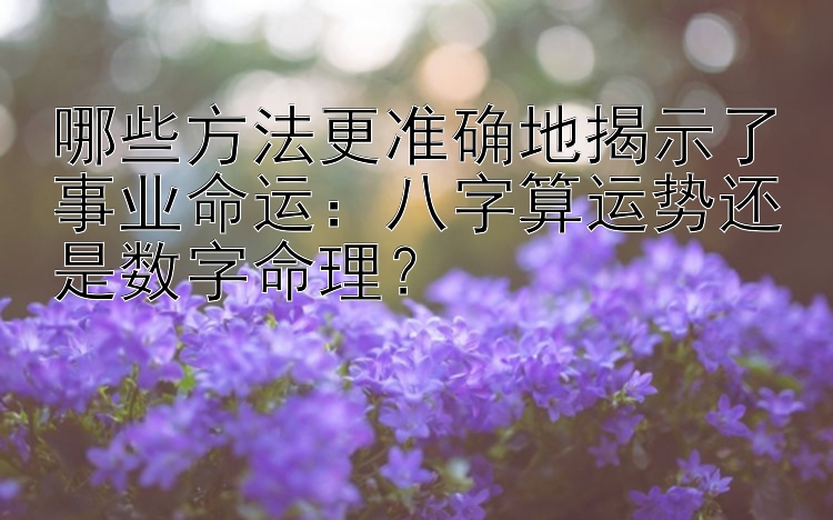 哪些方法更准确地揭示了事业命运：八字算运势还是数字命理？