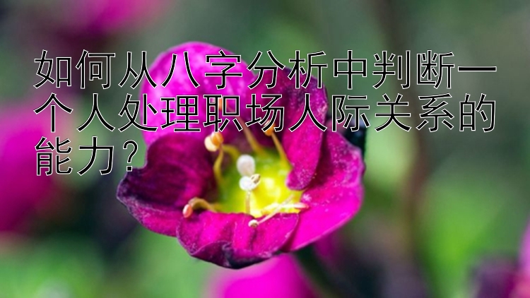 如何从八字分析中判断一个人处理职场人际关系的能力？