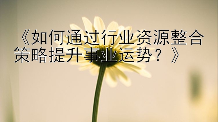 《如何通过行业资源整合策略提升事业运势？》