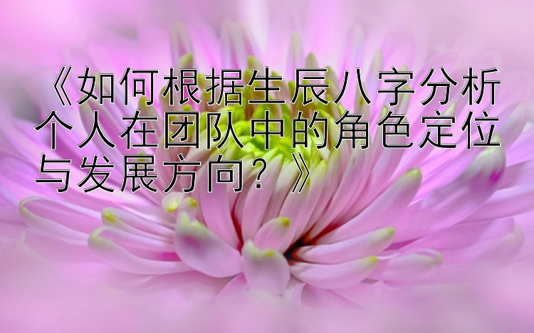 《如何根据生辰八字分析个人在团队中的角色定位与发展方向？》