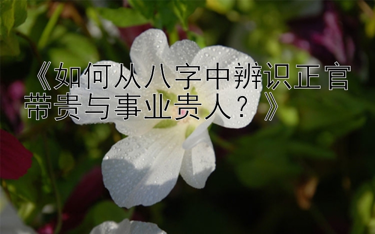 《如何从八字中辨识正官带贵与事业贵人？》