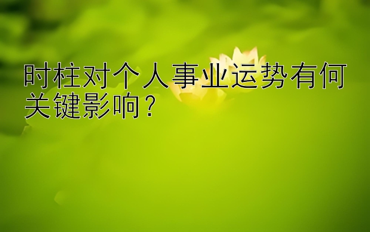 时柱对个人事业运势有何关键影响？