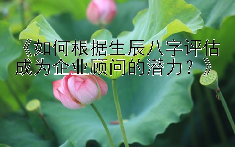 《如何根据生辰八字评估成为企业顾问的潜力？》