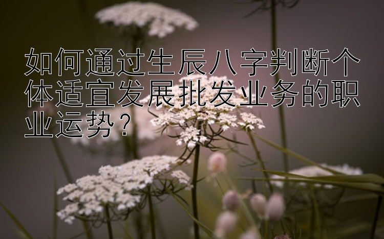 如何通过生辰八字判断个体适宜发展批发业务的职业运势？