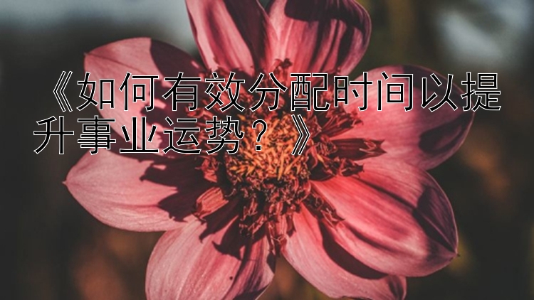 《如何有效分配时间以提升事业运势？》