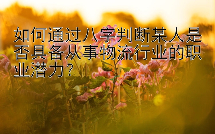 如何通过八字判断某人是否具备从事物流行业的职业潜力？