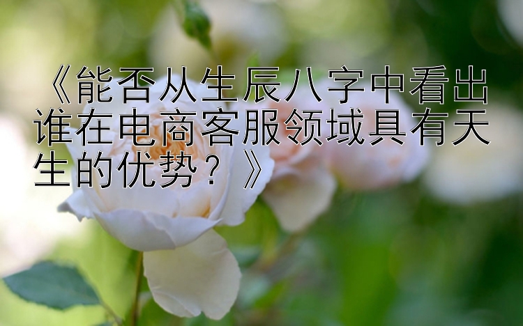 《能否从生辰八字中看出谁在电商客服领域具有天生的优势？》