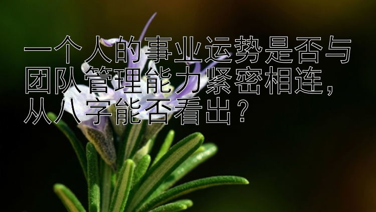 一个人的事业运势是否与团队管理能力紧密相连，从八字能否看出？